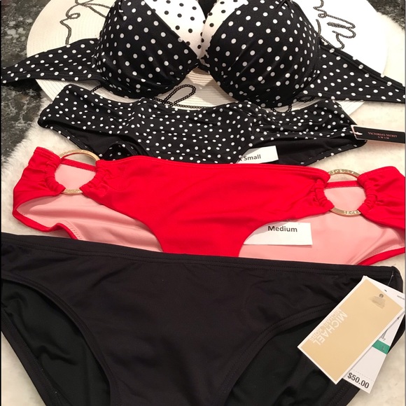 Victoria’s Secret bikini push up poke dot two toned 34DD/S or other bottoms - Picture 13 of 15